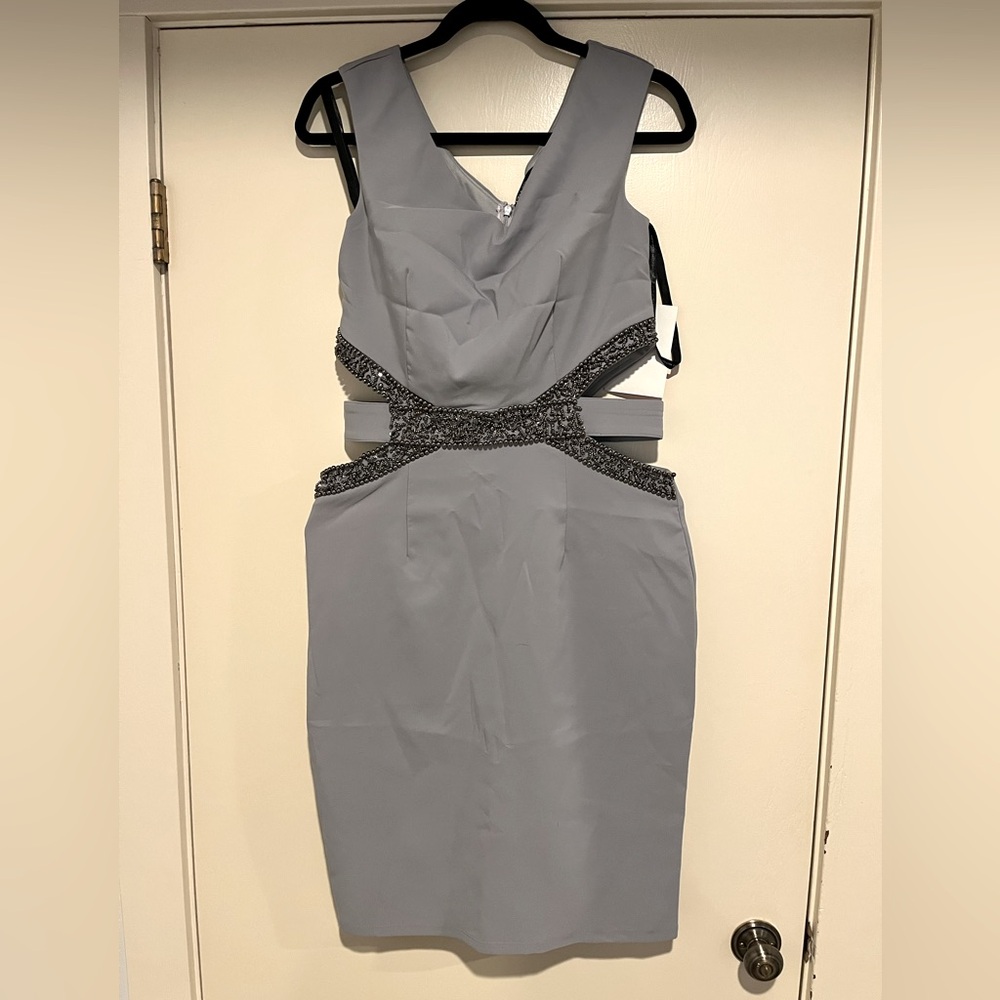 NWT Little Mistress beaded cocktail dress with side cutouts